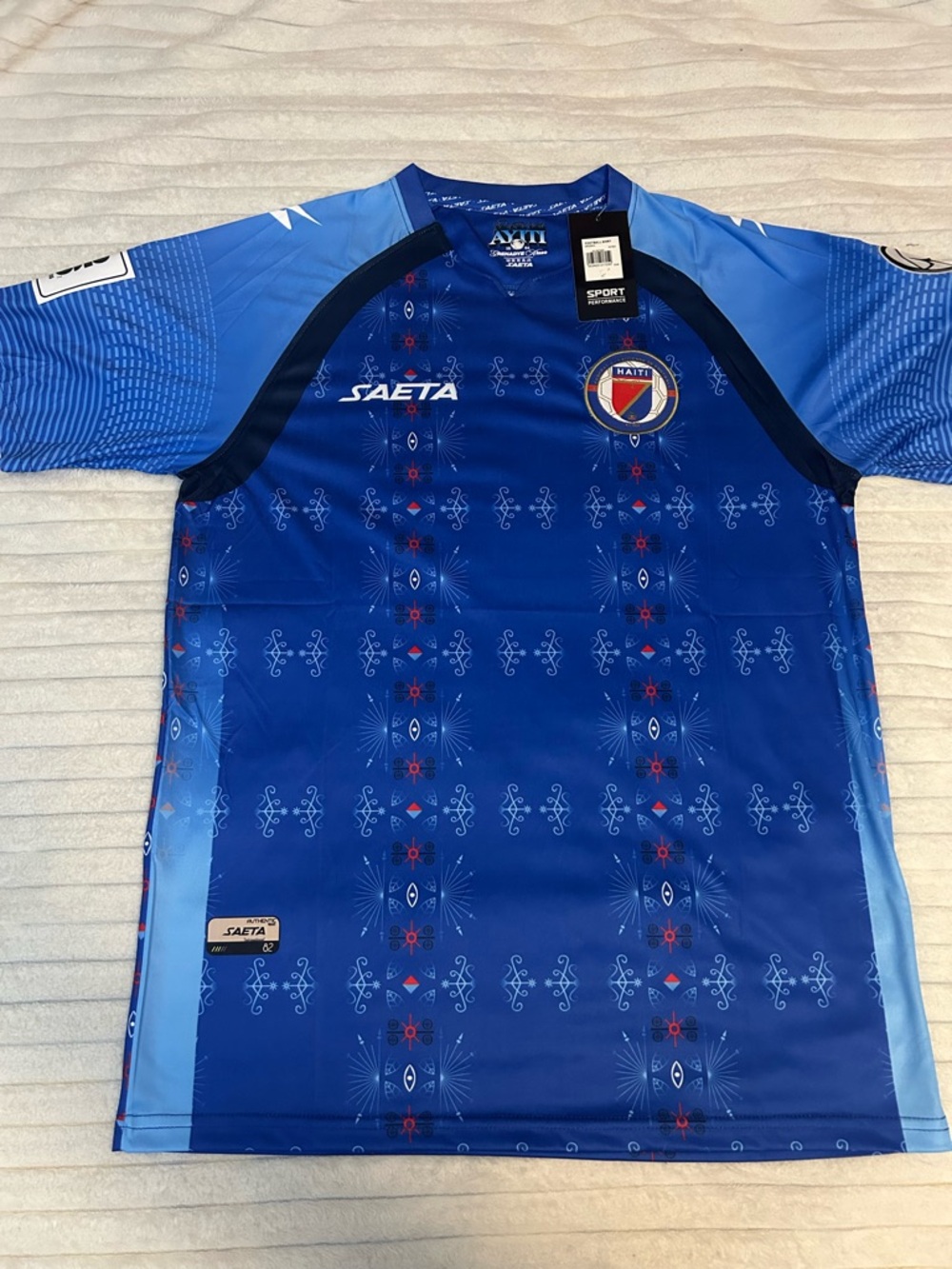 Men's Blue Football Jersey - Haiti Crest